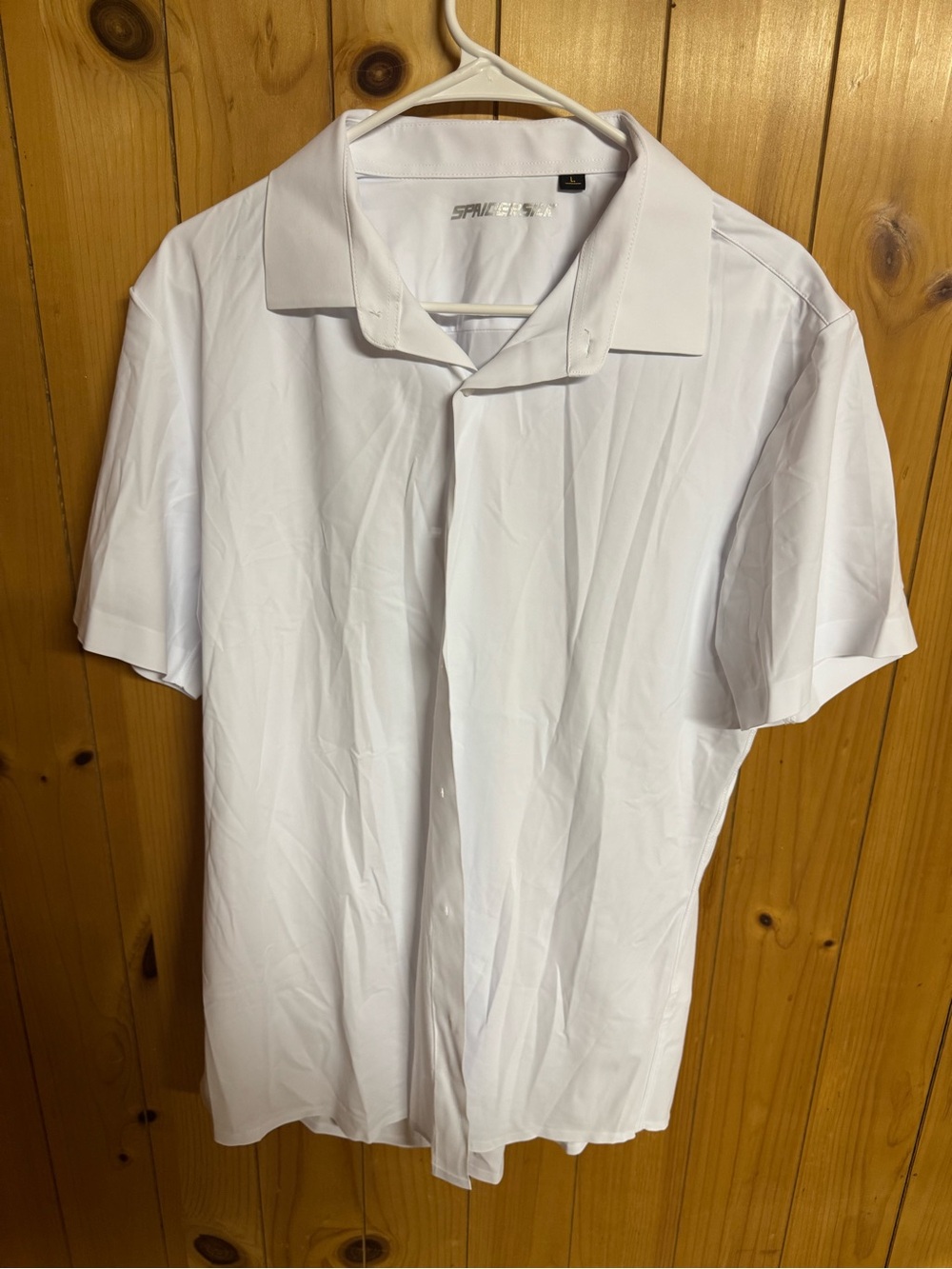 Classic Men's White Short Sleeve Dress Shirt with Spread Collar